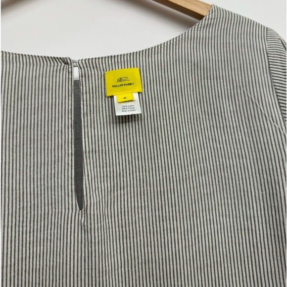 Roller Rabbit Reversible Stone Gray & Stripe 100% Linen Emiko Sheath Dress - Picture 6 of 9